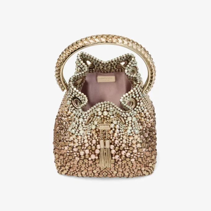 Borsa Bon Bon in raso bronzo con cristalli sfumati Borsa Bon Bon in raso bronzo con cristalli sfumati