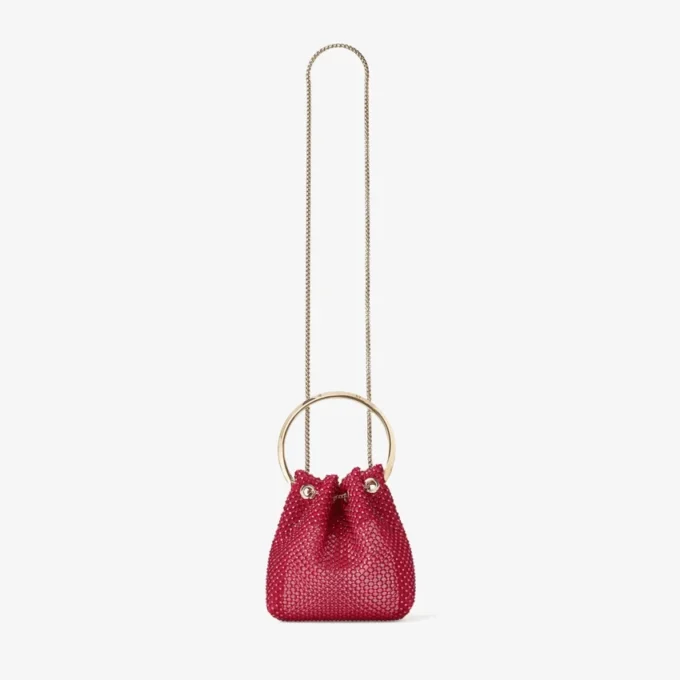 Borsa Bon Bon in raso con rete di cristalli rossi Borsa Bon Bon in raso con rete di cristalli rossi