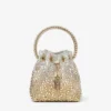 Borsa Bon Bon in raso dorato con cristalli Borsa Bon Bon in raso dorato con cristalli