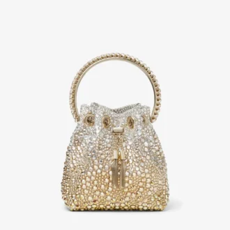 Borsa Bon Bon in raso dorato con cristalli