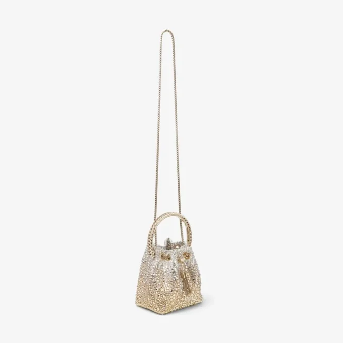 Borsa Bon Bon in raso dorato con cristalli Borsa Bon Bon in raso dorato con cristalli