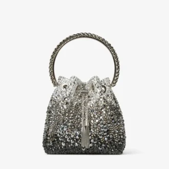 Borsa Bon Bon in raso nero con cristalli