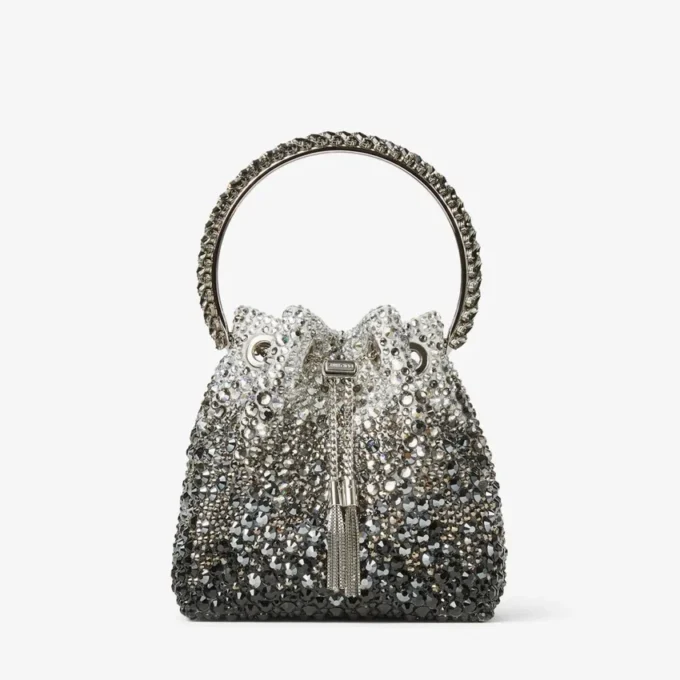 Borsa Bon Bon in raso nero con cristalli Borsa Bon Bon in raso nero con cristalli