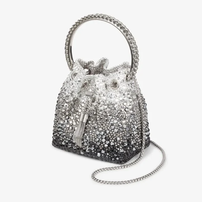 Borsa Bon Bon in raso nero con cristalli Borsa Bon Bon in raso nero con cristalli