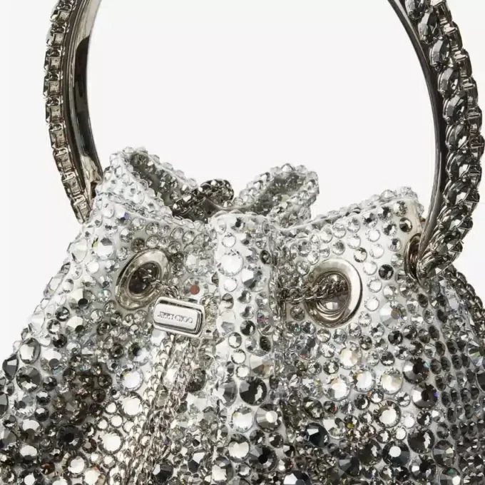 Borsa Bon Bon in raso nero con cristalli Borsa Bon Bon in raso nero con cristalli
