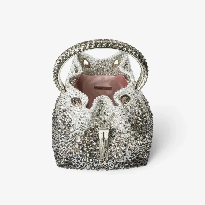 Borsa Bon Bon in raso nero con cristalli Borsa Bon Bon in raso nero con cristalli