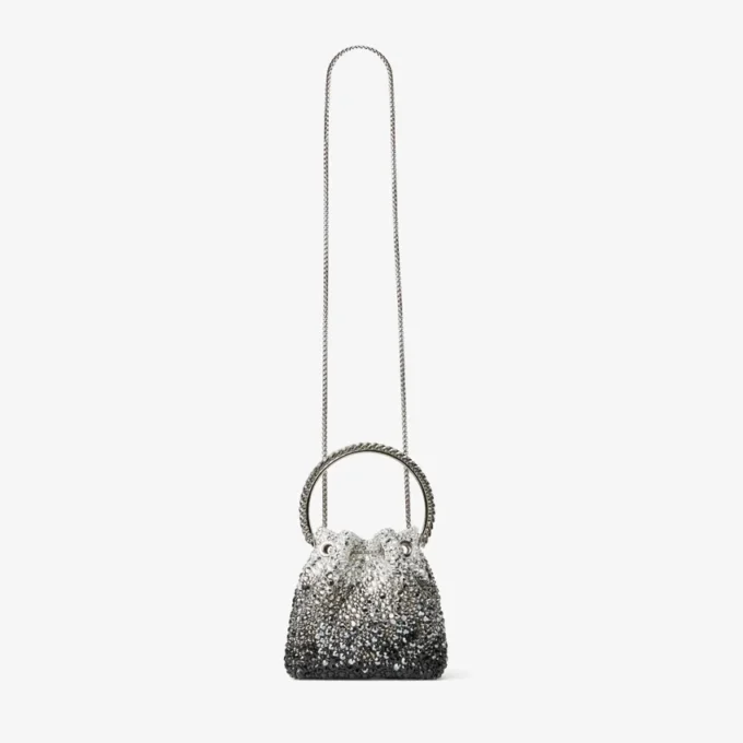 Borsa Bon Bon in raso nero con cristalli Borsa Bon Bon in raso nero con cristalli
