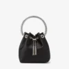 Borsa Bon Bon in raso nero con manico in cristallo
