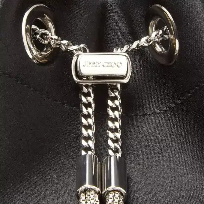 Borsa Bon Bon in raso nero con manico in cristallo