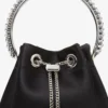 Borsa Bon Bon in raso nero con manico in cristallo