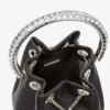 Borsa Bon Bon in raso nero con manico in cristallo