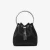 Borsa Bon Bon in raso nero con manico in metallo Borsa Bon Bon in raso nero con manico in metallo