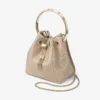 Borsa Bon Bon in raso oro chiaro e rete di cristalli Illusion Borsa Bon Bon in raso oro chiaro e rete di cristalli Illusion