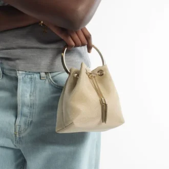 Borsa Bon Bon in rete metallizzata color champagne