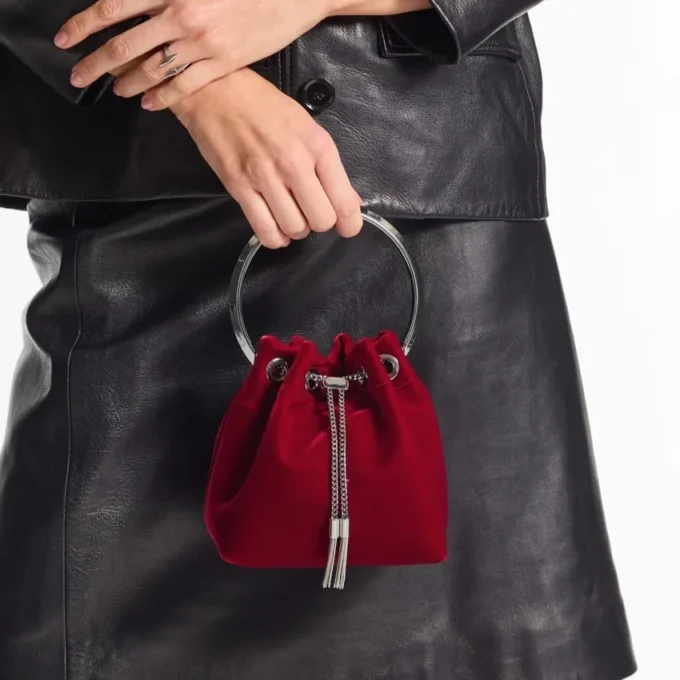 Borsa Bon Bon in velluto rosso rubino Borsa Bon Bon in velluto rosso rubino