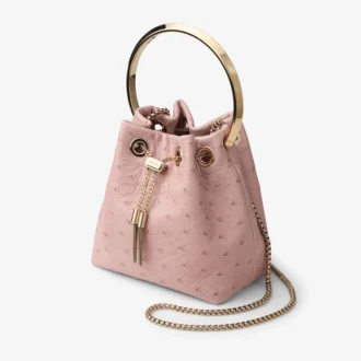 Borsa Bon Bon Rose in pelle di struzzo