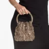 Borsa Bon Bon Tan in rete metallica con cristalli e manico in cristallo Borsa Bon Bon Tan in rete metallica con cristalli e manico in cristallo