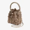 Borsa Bon Bon Tan in rete metallica con cristalli e manico in cristallo Borsa Bon Bon Tan in rete metallica con cristalli e manico in cristallo