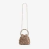 Borsa Bon Bon Tan in rete metallica con cristalli e manico in cristallo Borsa Bon Bon Tan in rete metallica con cristalli e manico in cristallo