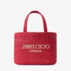 Borsa da spiaggia East-West Mini Borsa da spiaggia mini con manici superiori in rasoia rosso rubino e oro chiaro Borsa da spiaggia East-West Mini Borsa da spiaggia mini con manici superiori in rasoia rosso rubino e oro chiaro