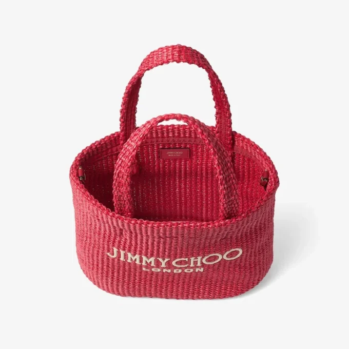 Borsa da spiaggia East-West Mini Borsa da spiaggia mini con manici superiori in rasoia rosso rubino e oro chiaro Borsa da spiaggia East-West Mini Borsa da spiaggia mini con manici superiori in rasoia rosso rubino e oro chiaro