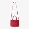 Borsa da spiaggia East-West Mini Borsa da spiaggia mini con manici superiori in rasoia rosso rubino e oro chiaro Borsa da spiaggia East-West Mini Borsa da spiaggia mini con manici superiori in rasoia rosso rubino e oro chiaro