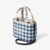 Borsa da spiaggia East-West Mini in rafia mista blu marino e ecrù a quadretti Borsa da spiaggia East-West Mini in rafia mista blu marino e ecrù a quadretti
