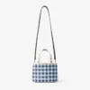 Borsa da spiaggia East-West Mini in rafia mista blu marino e ecrù a quadretti Borsa da spiaggia East-West Mini in rafia mista blu marino e ecrù a quadretti