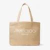 Borsa da spiaggia Tote East-West in rafia naturale con ricamo Borsa da spiaggia Tote East-West in rafia naturale con ricamo