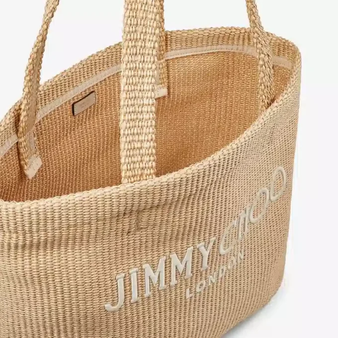 Borsa da spiaggia Tote East-West in rafia naturale con ricamo Borsa da spiaggia Tote East-West in rafia naturale con ricamo