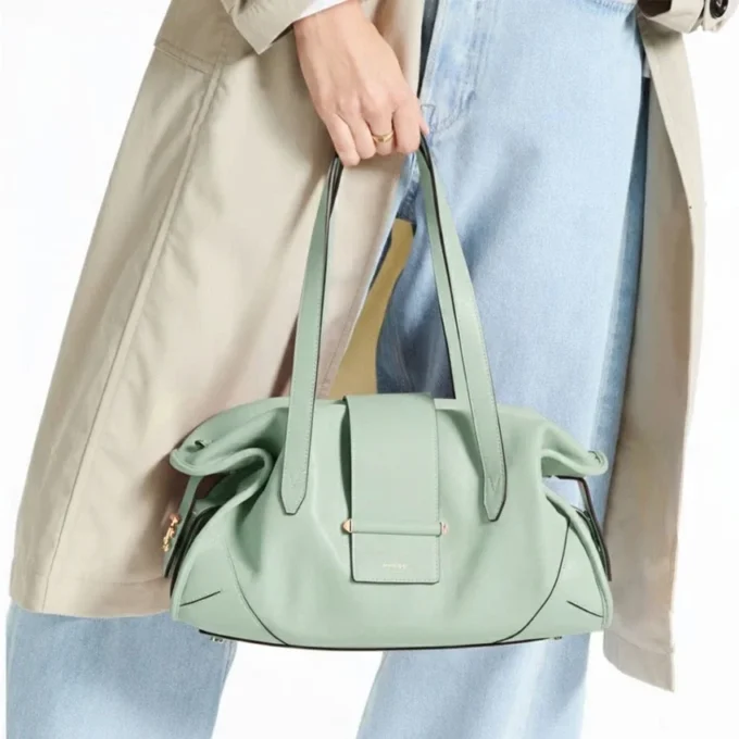 Borsa da viaggio Bar Holdall Medium in pelle Verde Biker Borsa da viaggio Bar Holdall Medium in pelle Verde Biker