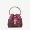 Borsa in raso Bon Bon Winter Bloom e Violet Orchid con cristalli Borsa in raso Bon Bon Winter Bloom e Violet Orchid con cristalli