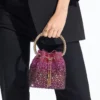 Borsa in raso Bon Bon Winter Bloom e Violet Orchid con cristalli Borsa in raso Bon Bon Winter Bloom e Violet Orchid con cristalli