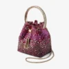Borsa in raso Bon Bon Winter Bloom e Violet Orchid con cristalli Borsa in raso Bon Bon Winter Bloom e Violet Orchid con cristalli