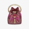 Borsa in raso Bon Bon Winter Bloom e Violet Orchid con cristalli Borsa in raso Bon Bon Winter Bloom e Violet Orchid con cristalli