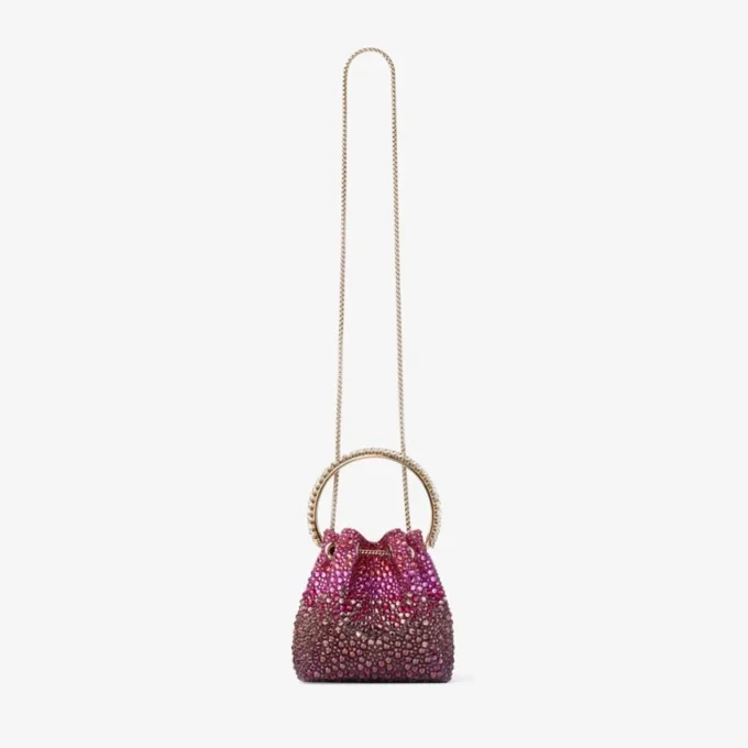 Borsa in raso Bon Bon Winter Bloom e Violet Orchid con cristalli Borsa in raso Bon Bon Winter Bloom e Violet Orchid con cristalli
