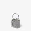 Borsa Micro Bon Bon in rete di cristallo argento con manico in metallo Borsa Micro Bon Bon in rete di cristallo argento con manico in metallo