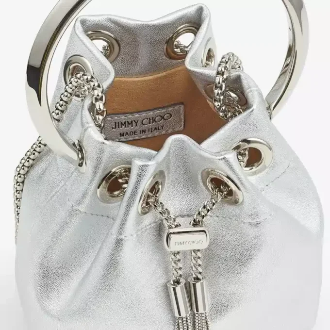 Borsa mini Bon Bon in nappa metallizzata argento Borsa mini Bon Bon in nappa metallizzata argento