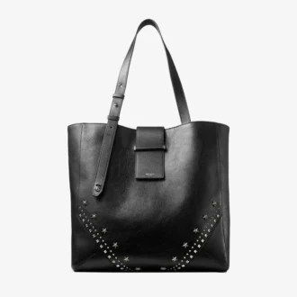 Borsa Tote Bar Vertical Tote Medium Borsa Tote in morbida pelle di vitello martellata nera con stelle in rilievo