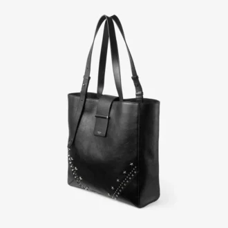 Borsa Tote Bar Vertical Tote Medium Borsa Tote in morbida pelle di vitello martellata nera con stelle in rilievo