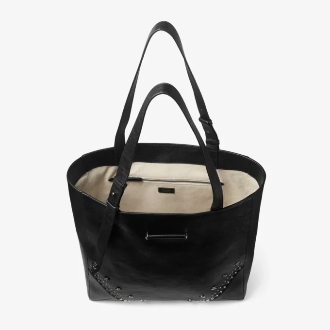 Borsa Tote Bar Vertical Tote Medium Borsa Tote in morbida pelle di vitello martellata nera con stelle in rilievo Borsa Tote Bar Vertical Tote Medium Borsa Tote in morbida pelle di vitello martellata nera con stelle in rilievo