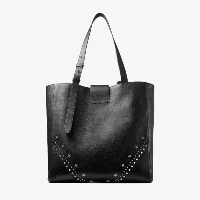 Borsa Tote Bar Vertical Tote Medium Borsa Tote in morbida pelle di vitello martellata nera con stelle in rilievo Borsa Tote Bar Vertical Tote Medium Borsa Tote in morbida pelle di vitello martellata nera con stelle in rilievo