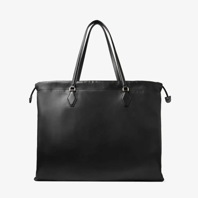 Borsa Tote con Cordino Tote grande in pelle nappa nera con cordino e logo jimmy choo goffrato