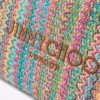 Borsa tote con coulisse Borsa tote grande in rafia multicolore e beige a zig-zag con coulisse e finiture in pelle