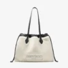 Borsa tote con coulisse Borsa tote media in shearling naturale con coulisse e finiture in pelle