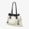 Borsa tote con coulisse Borsa tote media in shearling naturale con coulisse e finiture in pelle
