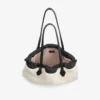 Borsa tote con coulisse Borsa tote media in shearling naturale con coulisse e finiture in pelle