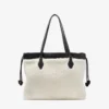 Borsa tote con coulisse Borsa tote media in shearling naturale con coulisse e finiture in pelle
