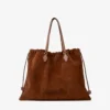 Borsa tote con coulisse grande in pelle scamosciata marrone chiaro e pelle di vitello liscia con logo jimmy choo
