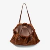 Borsa tote con coulisse grande in pelle scamosciata marrone chiaro e pelle di vitello liscia con logo jimmy choo